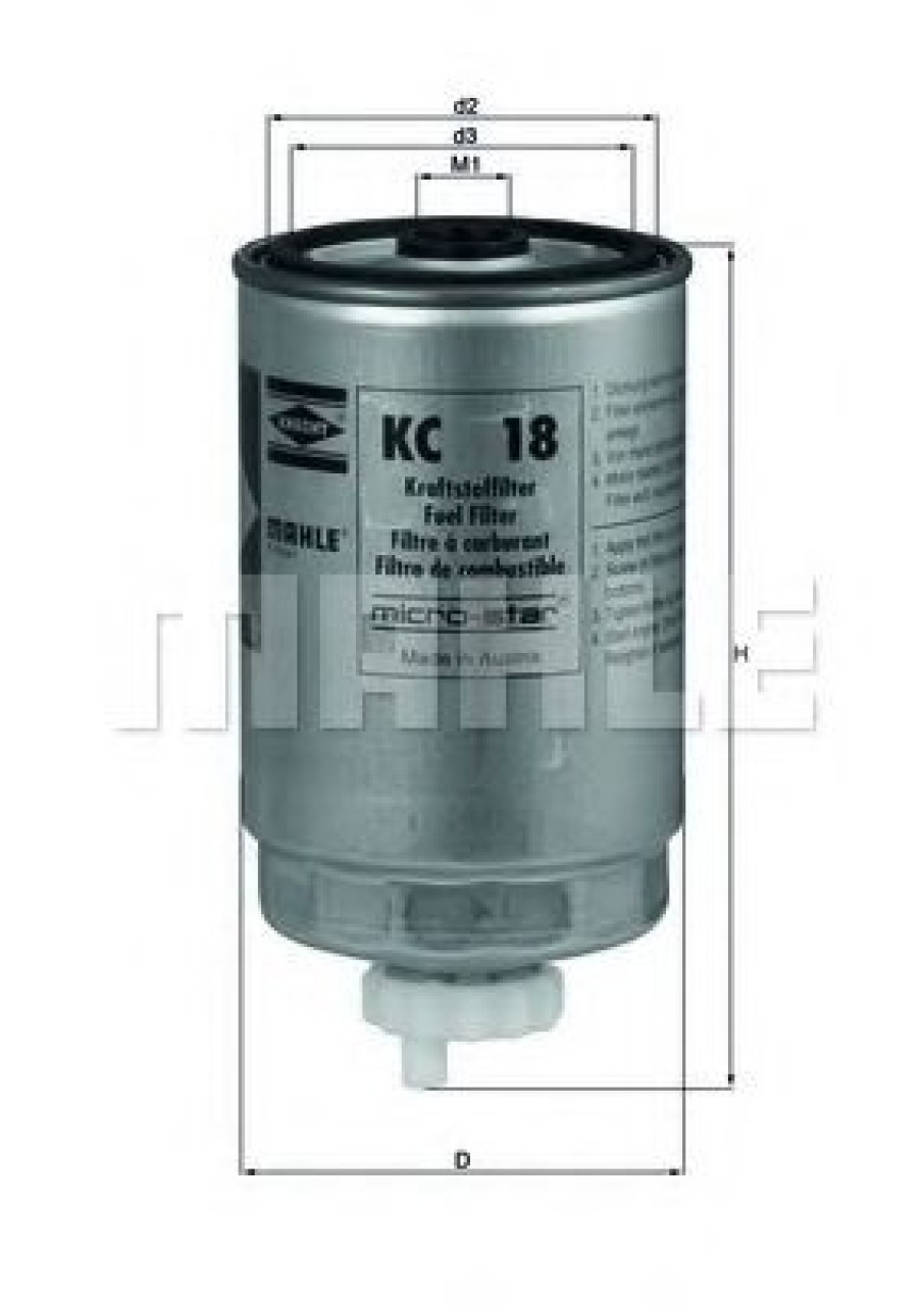 Filtru combustibil FIAT CROMA (154) (1985 - 1996) MAHLE ORIGINAL KC 18 piesa NOUA
