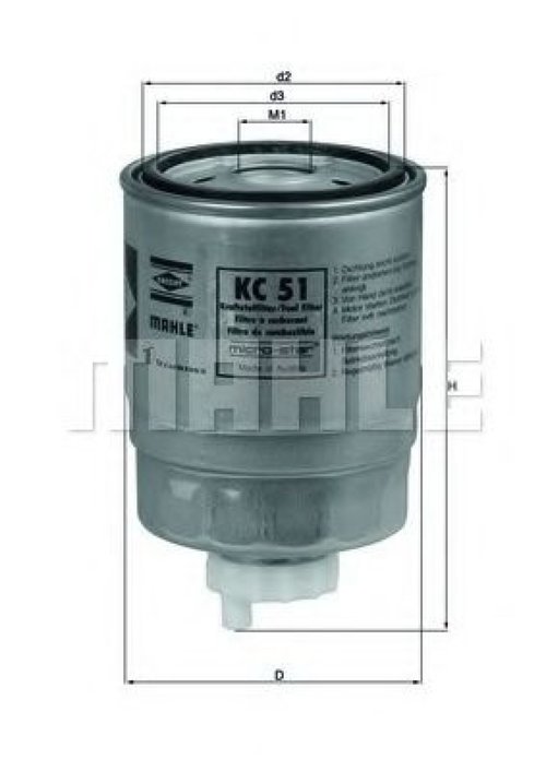 Filtru combustibil FIAT DUCATO platou / sasiu (230) (1994 - 2002) MAHLE ORIGINAL KC 51 piesa NOUA