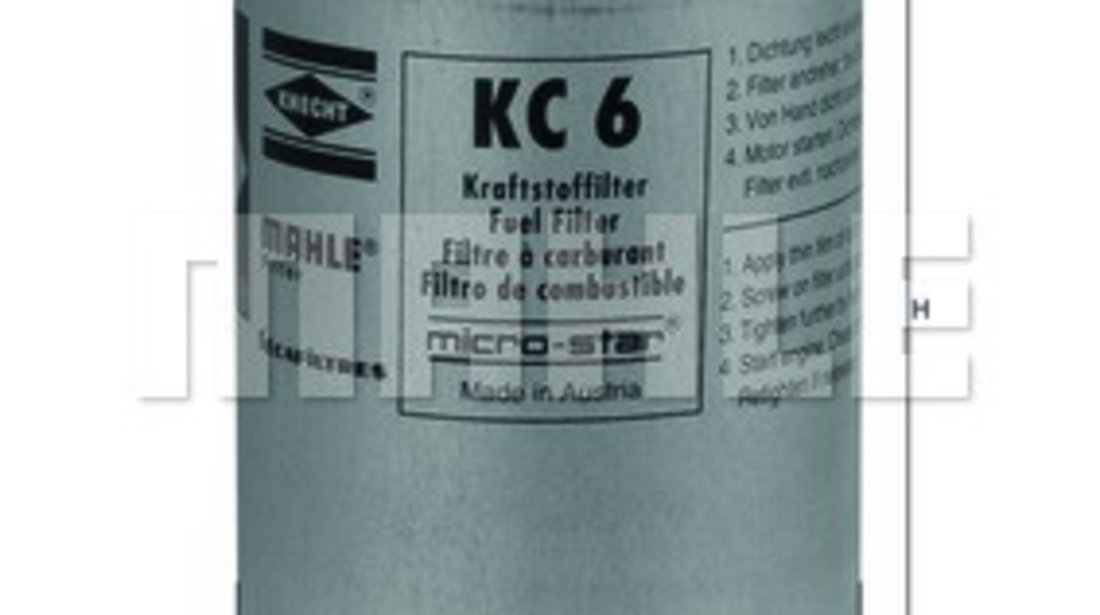 Filtru combustibil (KC6 MAHLE KNECHT) AGCO,ASTRA,BELARUS,DEUTZ-FAHR,DONGFENG,ERF,FENDT,FIAT,IVECO,KRAMER,MAGIRUS-DEUTZ,MAN,NEOPLAN