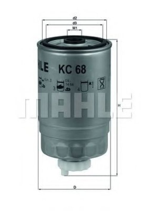 Filtru combustibil OPEL ASTRA F Hatchback (53, 54, 58, 59) (1991 - 1998) MAHLE ORIGINAL KC 68 piesa ...
