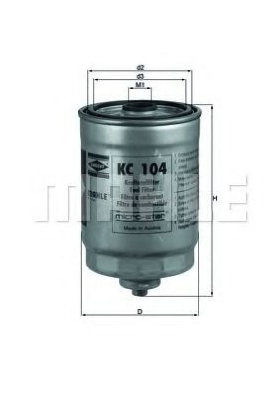 Filtru combustibil VOLVO S80 I (TS, XY) (1998 - 2006) MAHLE ORIGINAL KC 104 piesa NOUA