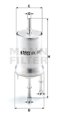 Filtru combustibil (WK691 MANN-FILTER) AUDI,SEAT,SKODA,VW