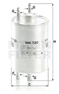 Filtru combustibil (WK720 MANN-FILTER) CHRYSLER,MERCEDES-BENZ,PUCH