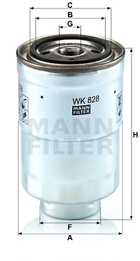 Filtru combustibil (WK828X MANN-FILTER) FORD,FORD AUSTRALIA,MAZDA,METROCAB,MITSUBISHI,NISSAN,TOYOTA,...