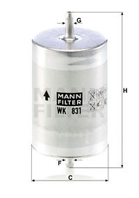 Filtru combustibil (WK831 MANN-FILTER) DAEWOO,MERCEDES-BENZ,VW