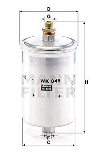 Filtru combustibil (WK845 MANN-FILTER) ISDERA,MERCEDES-BENZ,PUCH