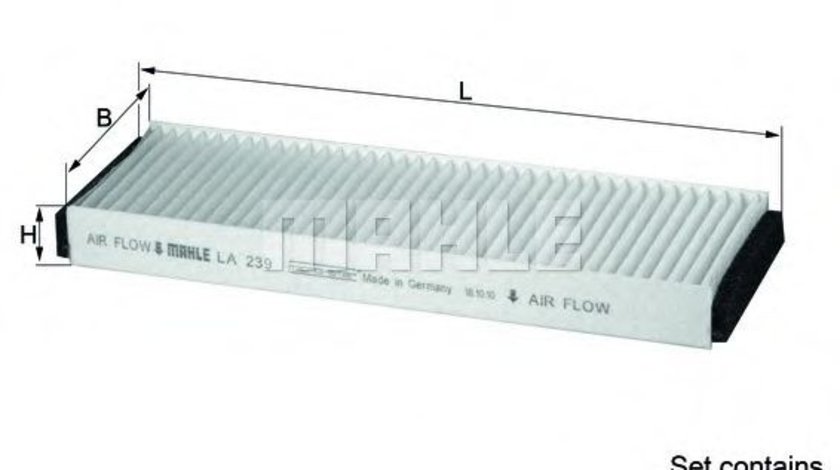 Filtru polen / aer habitaclu AUDI A6 Avant (4F5, C6) (2005 - 2011) MAHLE ORIGINAL LA 239/S - produs NOU