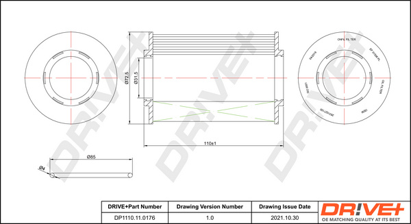 Filtru ulei (DP1110110176 DRIVE) HYUNDAI,KIA