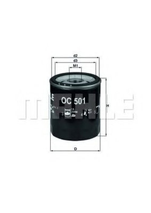 Filtru ulei FIAT DUCATO caroserie (290) (1989 - 1994) MAHLE ORIGINAL OC 501 piesa NOUA