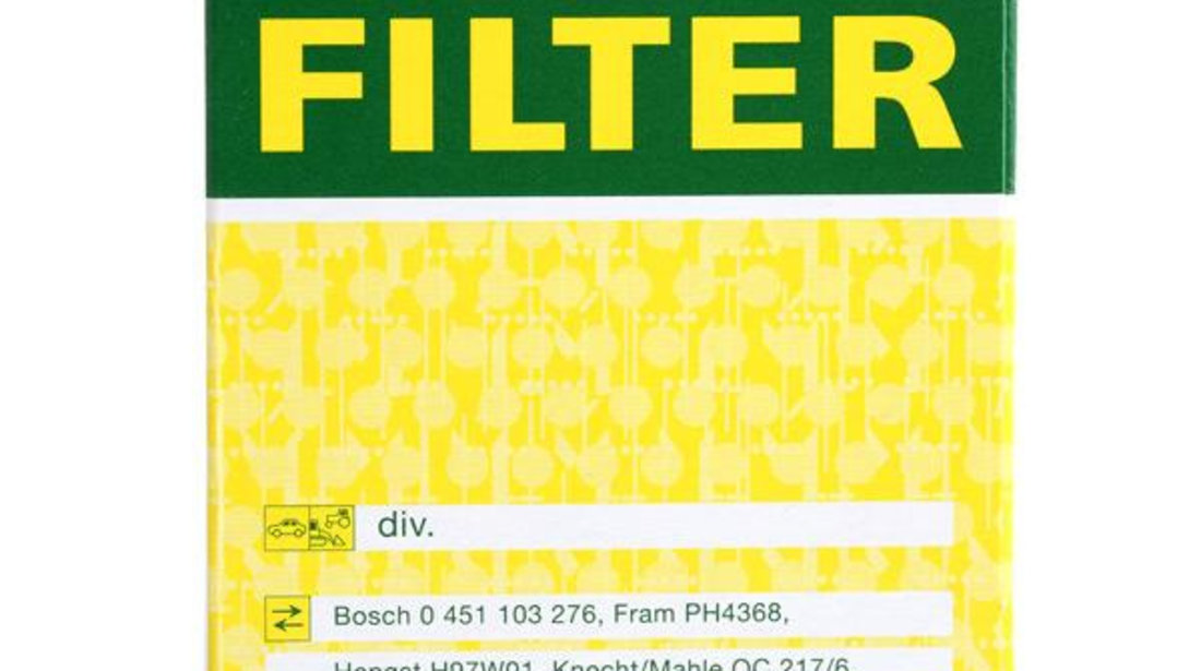 Filtru Ulei Mann Filter Suzuki Swift 3 2005→ W610/1