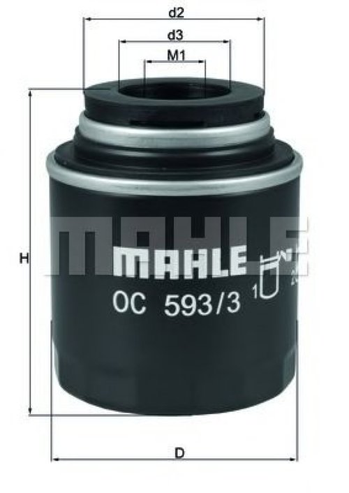 Filtru ulei VW JETTA III (1K2) (2005 - 2010) MAHLE ORIGINAL OC 593/3 piesa NOUA