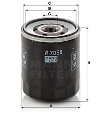 Filtru ulei (W7058 MANN-FILTER) Citroen,DERWAYS,DS,FIAT,GRUAU,LANCIA,OPEL,PEUGEOT,SUZUKI,TOYOTA,VAUX...
