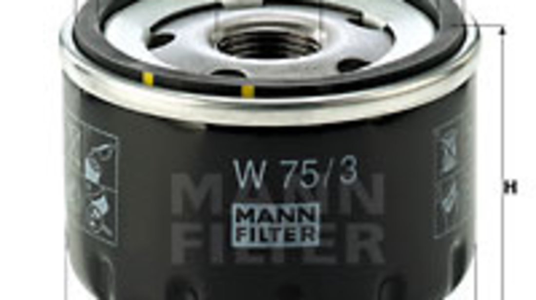 Filtru ulei (W753 MANN-FILTER) AIXAM,ALFA ROMEO,ALPINE,ARO,BELARUS,DACIA,GRECAV,JEEP,LADA,LANCIA,LIGIER,MICROCAR,MITSUBISHI,NISSAN,OPEL,PIAGGIO,PUCH MOTORCYCLES,RENAULT,SUZUKI,VAUXHALL