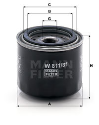 Filtru ulei (W81181 MANN-FILTER) DAEWOO,DAIHATSU,HAFEI,HOLDEN,INNOCENTI,LANDINI,MARUTI,PERODUA,SUZUK...