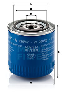 Filtru ulei (W92047 MANN-FILTER) JEEP