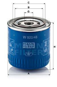 Filtru ulei (W92048 MANN-FILTER) DAIHATSU,FORD AUSTRALIA,NISSAN,RENAULT TRUCKS,VW
