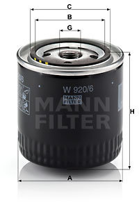 Filtru ulei (W9206 MANN-FILTER) CHRYSLER,DODGE,GAZ,JEEP,NISSAN,PIAGGIO,PLYMOUTH