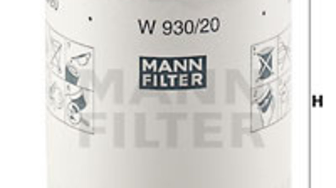 Filtru ulei (W93020 MANN-FILTER) CARBODIES,CHRYSLER,FORD,GAZ,LAND ROVER,LDV,MORGAN,ROVER,TRIUMPH,TVR,VW