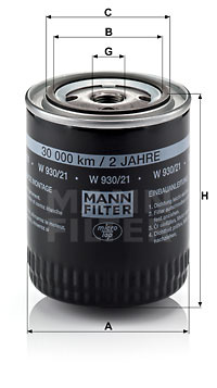 Filtru ulei (W93021 MANN-FILTER) AUDI,SKODA,VW
