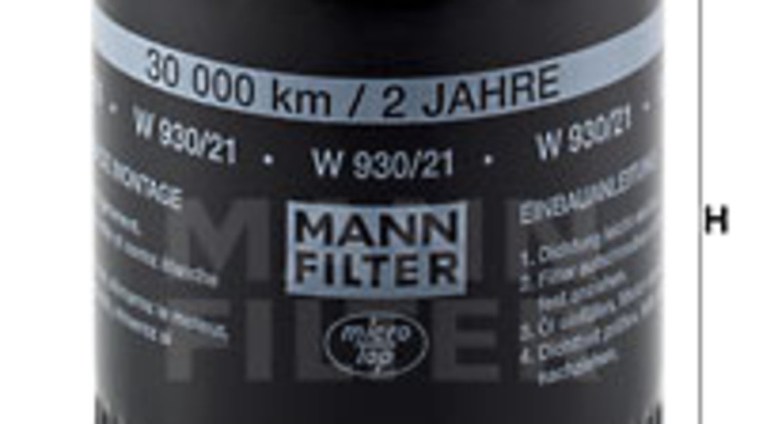 Filtru ulei (W93021 MANN-FILTER) AUDI,SKODA,VW