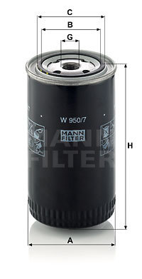 Filtru ulei (W9507 MANN-FILTER) EBRO,KIOTI,LANDINI,MASSEY FERGUSON,NISSAN,RENAULT TRUCKS,VOLVO,VW