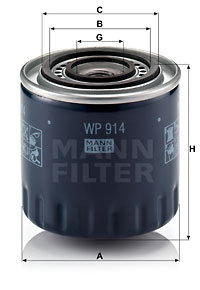 Filtru ulei (WP914 MANN-FILTER) RENAULT