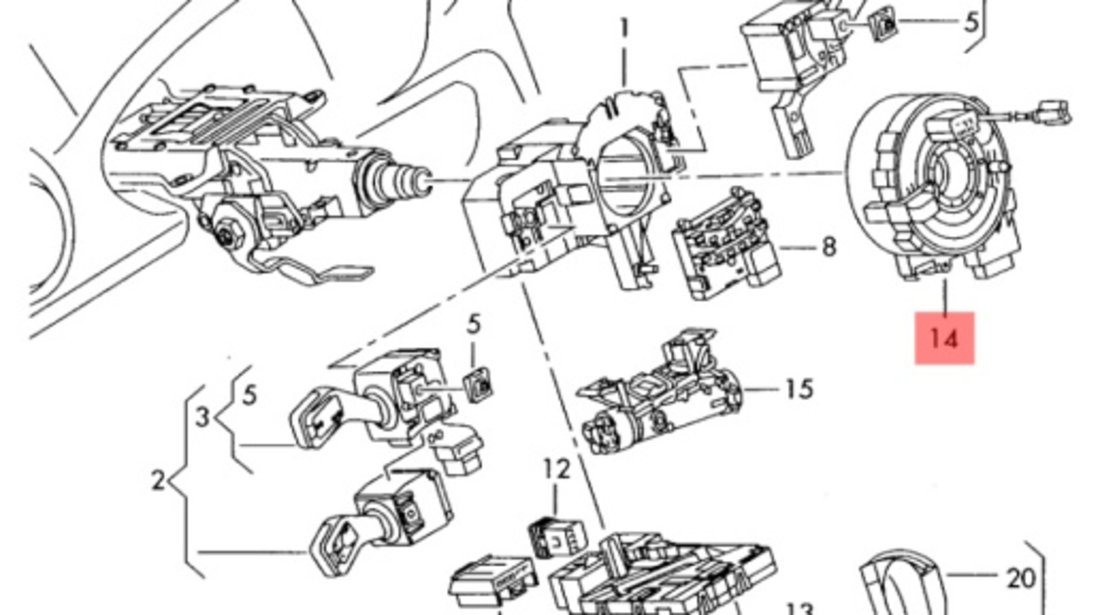 Fisa volan VW Golf 5 2.0 TDI BMM 2008 OEM 1K0959653C