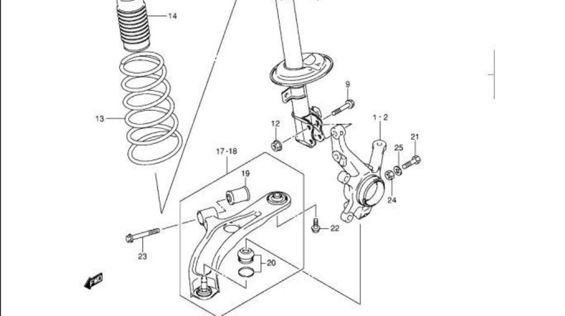 Flansa amortizor telescop+rulment punte fata Suzuki Swift III SNR sm3703