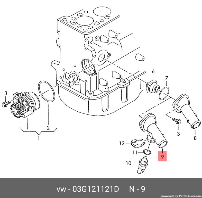 Flansa termostat 03G121121D Vw Passat B6 2.0 TDI 2007 BMP OEM 03G121121D