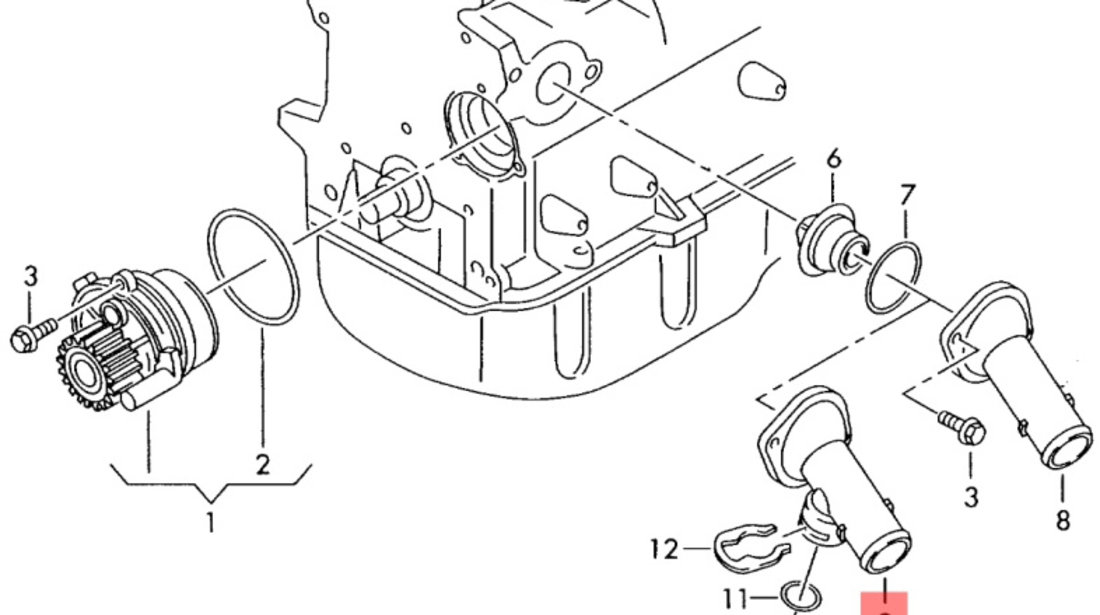 Flansa termostat Volkswagen Golf 6 (AJ5) Variant 2010 2.0 TDI OEM 03G121121D