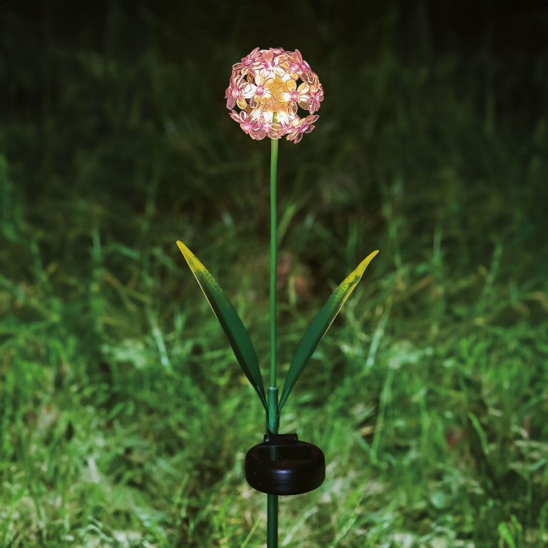 Floare solară - Hortensia - 2 tipuri - 25 LED alb cald - 13 x 7 x 65 cm 11738