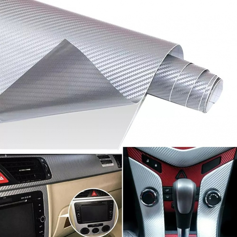 Folie Auto Carbon 3D Argintiu 127CM X 1M TCT-1459