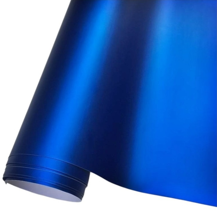 Folie Auto Premium Satinat Crom Mat 100x152cm Albastru 170925-20