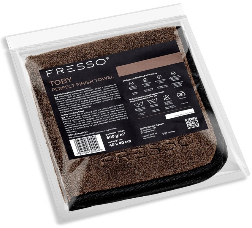 Fresso Toby Perfect Finish Towel Laveta Prosop Uscare / Lustruire Auto Exterior / Interior 40 x 40cm 600gsm Maro / Bleumarin FR-TPFT