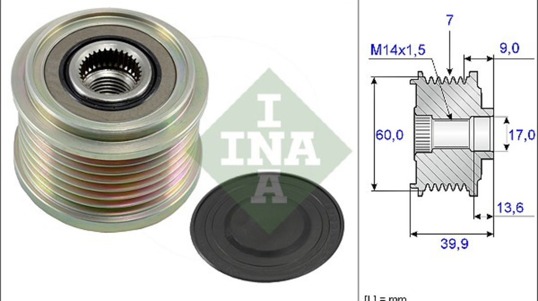 Fulie alternator HYUNDAI H-1 / STAREX, H-1 CARGO, H-1 TRAVEL, PORTER; KIA SORENTO I; MINI (R50, R53) 1.4D/2.5D dupa 2003 cod intern: CI3960CL