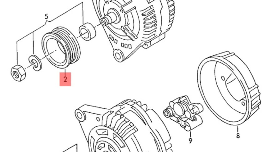 Fulie alternator Volkswagen Caddy (9K9) 2000 1.9 SDI OEM 028903119F