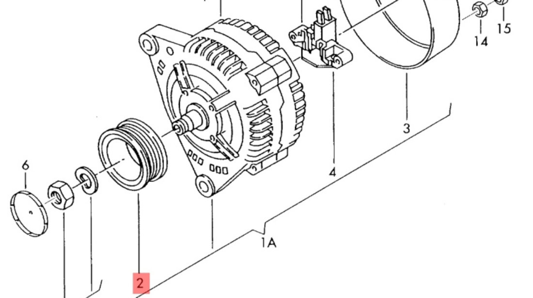 Fulie alternator Volkswagen Touran (1T1) Monovolum 2003 1.9 TDI OEM 03C903119