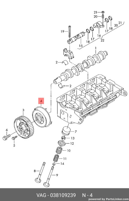 Fulie ax came 038109239 Audi A4 B6 Break 1.9 tdi 2002 AWX OEM 038109239