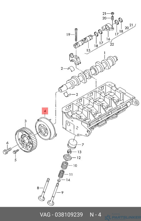 Fulie ax came 038109239 Audi A4 B6 Break 1.9 TDI 2002 AWX OEM 038109239
