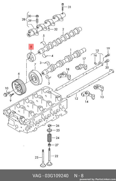 Fulie ax came Audi A3 (8P) Hatchback 2009 2.0 TDI OEM 03G109240