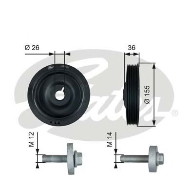 Fulie curea, arbore cotit DACIA LOGAN II (2012 - 2016) GATES TVD1126A piesa NOUA