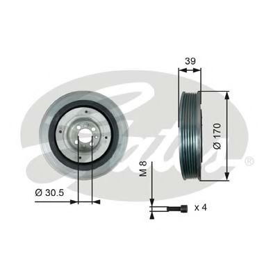 Fulie curea, arbore cotit FIAT STRADA pick-up (178E) (1998 - 2016) GATES TVD1013A piesa NOUA