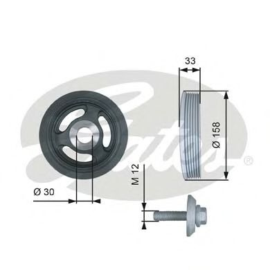 Fulie curea, arbore cotit FORD TRANSIT CONNECT combi (2013 - 2016) GATES TVD1061A piesa NOUA