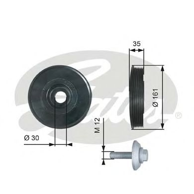Fulie curea, arbore cotit VOLVO V50 (MW) (2004 - 2016) GATES TVD1025A piesa NOUA