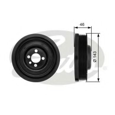 Fulie curea, arbore cotit VW MULTIVAN V (7HM, 7HN, 7HF, 7EF, 7EM, 7EN) (2003 - 2015) GATES TVD1040 piesa NOUA
