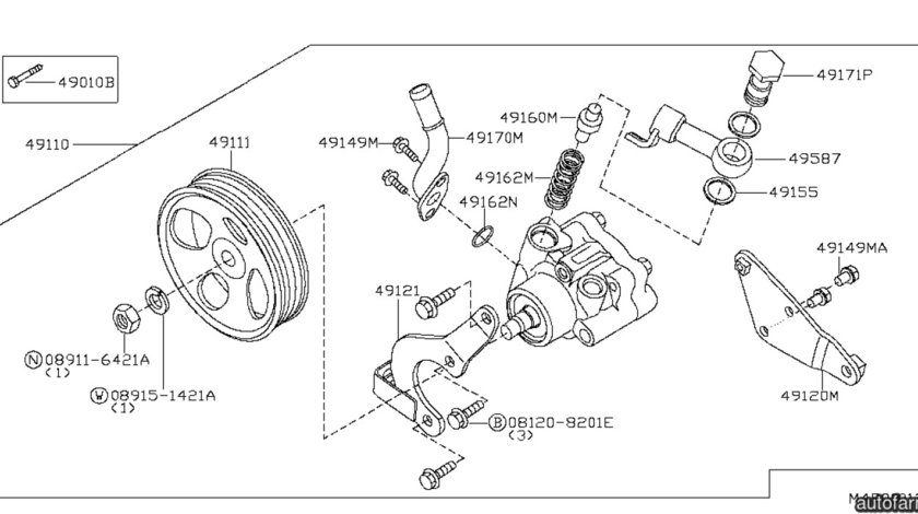 Fulie pompa servodirectie Nissan Navara NISSAN OE 49132AD100