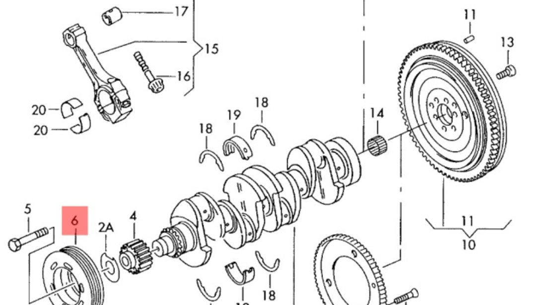 Fulie vibrochen ​Audi A4 B6 (8E2) Sedan 2002 2.0 I OEM 06B105243F