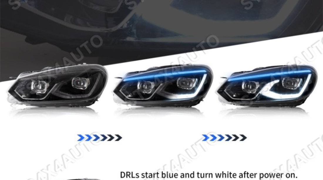 FULL LED DAYLINE FARURI CU LED Semnalizare VW Golf 6 2008-2013 BK [V2]