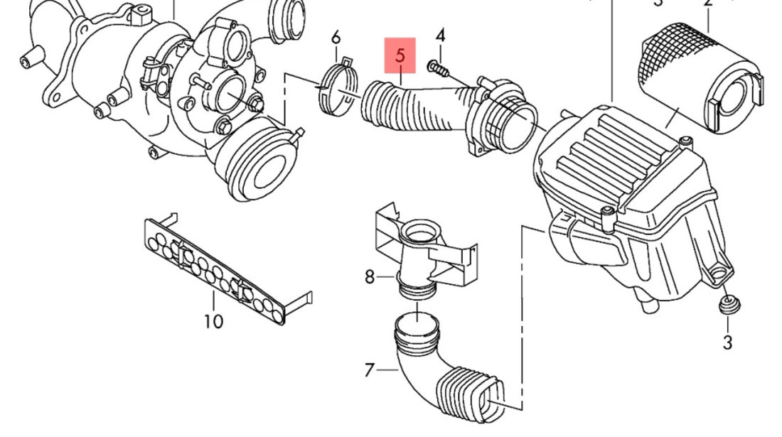 Furtun admisie aer Volkswagen Golf 6 (5K1) Hatchback 2011 1.4 TSI OEM 1K0129684AN