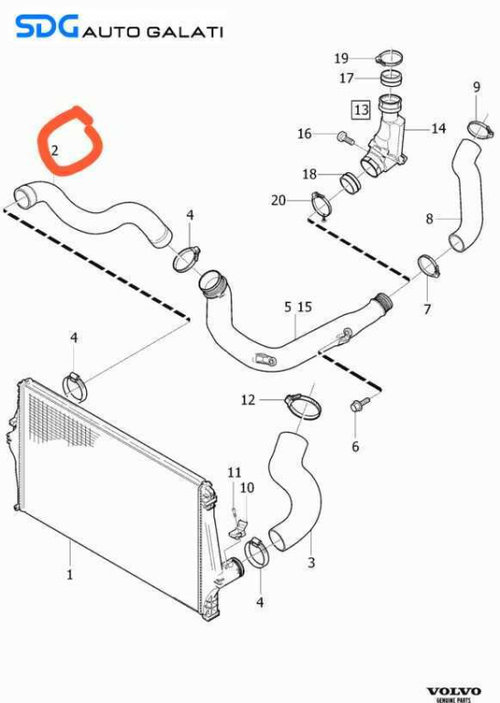 Furtun Aer Intercooler Dreapta Volvo V70 2.4 D 2001 - 2008 [C6663]